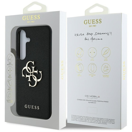 Guess Grained Big 4G Logo Small Classic Logo - Etui do Samsung Galaxy S25 (czarny) (GUHCS25SPGT4MBK)