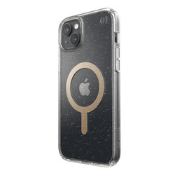 Speck Presidio Perfect-Clear with Glitter + MagSafe - Etui iPhone 15 Plus / 14 Plus z powłoką MICROBAN (Clear / Gold Glitter) (150121-9221)