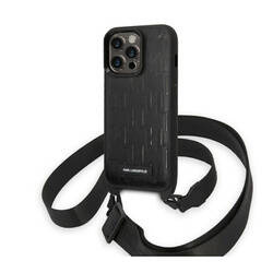 Karl Lagerfeld Monogram Plaque Logo Strap - Etui iPhone 14 Pro (czarny) (KLHCP14LSTMMK)
