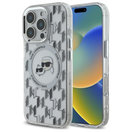 Karl Lagerfeld IML Monogram Karl Choupette Head MagSafe Etui iPhone 16 Pro
