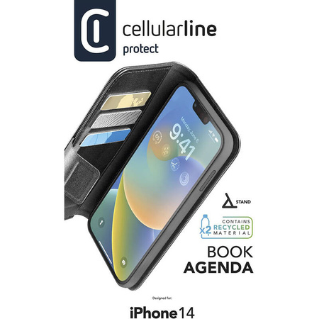 Cellularline Book Agenda - Etui iPhone 14 z powłoką MICROBAN (czarny) (BOOKAG2IPH14K)