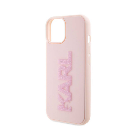 Karl Lagerfeld 3D Rubber Glitter Logo - Etui iPhone 15 Plus (różowy) (KLHCP15M3DMBKCP)