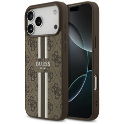 Guess 4G Printed Stripes MagSafe - Etui iPhone 17 Pro Max (brązowy) (GUHMP17XP4RPSW)