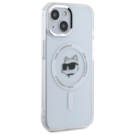 Karl Lagerfeld IML Metal Choupette Head MagSafe - Etui iPhone 15 (biały) (LHMP15SHLSCHH)