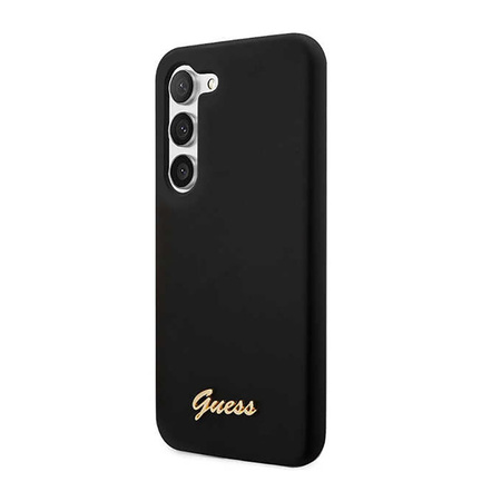 Guess Silicone Script Metal Logo - Etui Samsung Galaxy S23+ (czarny) (GUHCS23MSLSMK)