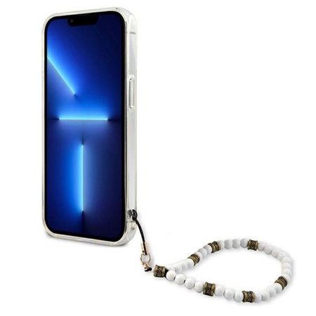 Guess White Pearl Strap - Etui iPhone 15 / 14 / 13 (przezroczysty) (GUHCP13MKPSWH)