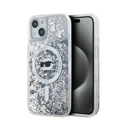 Karl Lagerfeld Liquid Glitter Choupette Head MagSafe - Etui iPhone 14 / 15 / 13 (przezroczysty) (KLHMP14SLGCHSGH)