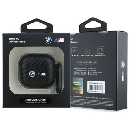 BMW Carbon Double Metal Logo - Etui AirPods 4 (czarny) (BMA4WMPUCA2)