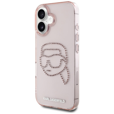 Karl Lagerfeld IML Rhinestones Karl Head - Etui do iPhone 16 (różowy) (KLHCP16SHKHDCELP)