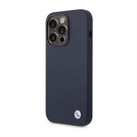 BMW Liquid Silicone Case Metal Logo MagSafe - Etui iPhone 14 Pro Max (granatowy) (BMHMP14XSILNA)