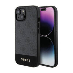 Guess 4G Bottom Stripe Metal Logo Collection - Etui iPhone 15 (szary) (GUHCP15SG4GLGR)