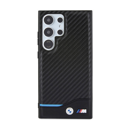 BMW Leather Carbon Blue Line - Etui Samsung Galaxy S24 Ultra (czarny) (BMHCS24L22NBCK)