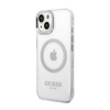 Guess Metal Outline MagSafe - Etui iPhone 14 Plus (przezroczysty / srebrny) (GUHMP14MHTRMS)