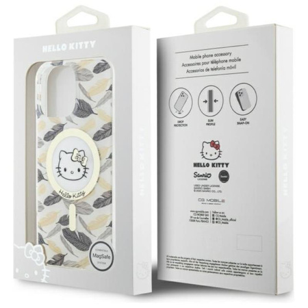 Hello Kitty IML Golden Leaves MagSafe - Etui iPhone 16 Pro Max (biały) (HKHMP16XHGLEH)