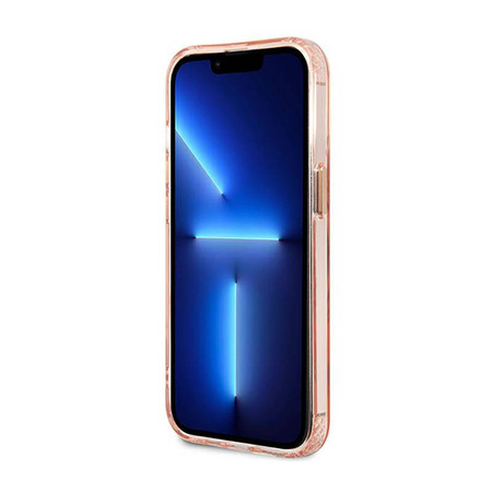 Guess Gold Outline Translucent MagSafe - Etui iPhone 13 Pro (różowy) (GUHMP13LHTCMP)