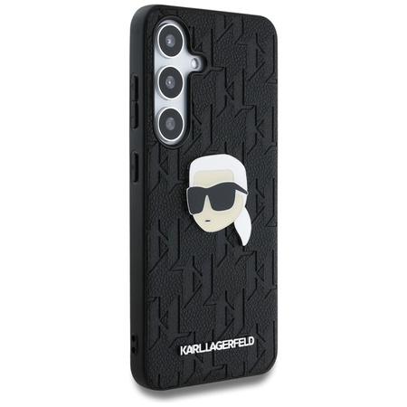 Karl Lagerfeld Leather Monogram Pin Logo Karl Head - Etui Samsung Galaxy S25 (czarny) (KLHCS25SPGKLKIPK)