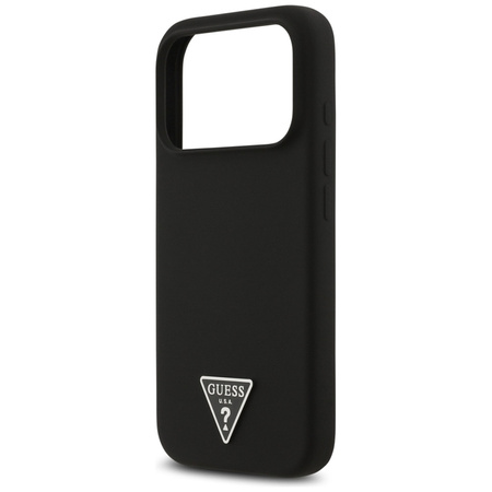 Guess Silicone Triangle Logo MagSafe - Etui iPhone 17 Pro (czarny) (GUHMP17LSCTRLMK)