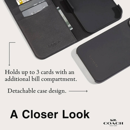 Coach Folio Signature C Case - Etui 2w1 z klapką iPhone 15 Pro (Charcoal) (CH052704)