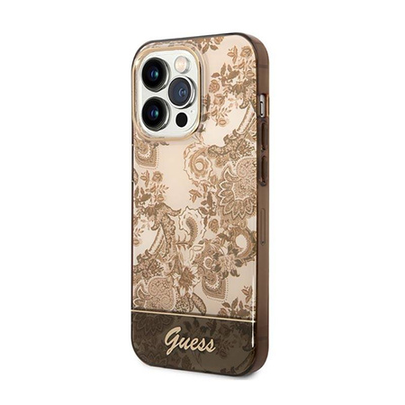 Guess Porcelain Collection - Etui iPhone 14 Pro (ochre) (GUHCP14LHGPLHC)