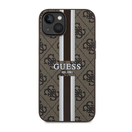 Guess 4G Printed Stripes MagSafe - Etui iPhone 14 (Brązowy) (GUHMP14SP4RPSW)
