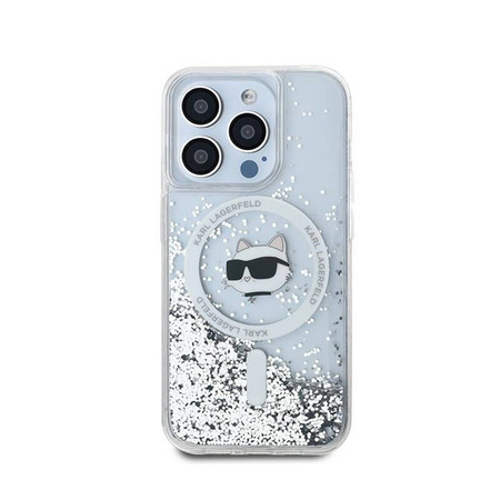 Karl Lagerfeld Liquid Glitter Choupette Head MagSafe - Etui iPhone 14 Pro (przezroczysty) (KLHMP14LLGCHSGH)