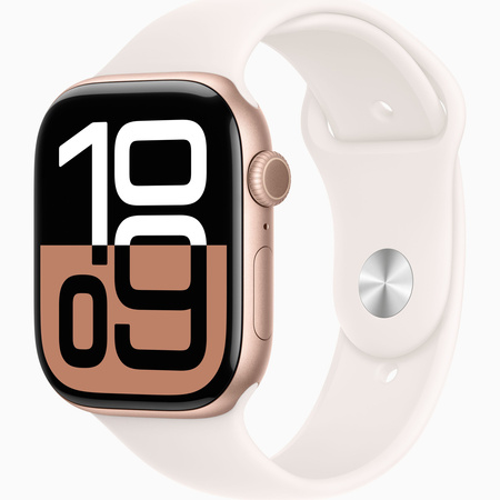 Apple Watch Series 10 GPS 46mm Koperta z aluminium w kolorze różowego złota, pasek sportowy w kolorze łagodnego różu - M/L (MWWU3ET/A)