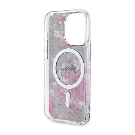 Guess Flower MagSafe - Etui iPhone 14 Pro (Zielony) (GUHMP14LHCFWSA)