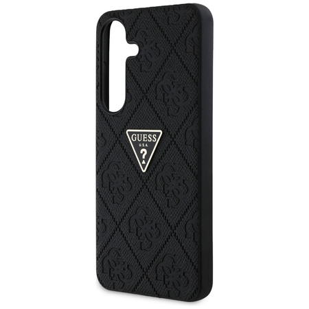 Guess Hot Stamp 4G Pattern Triangle Metal Logo - Etui do Samsung Galaxy S25 (czarny) (GUHCS25SPGP4STRK)