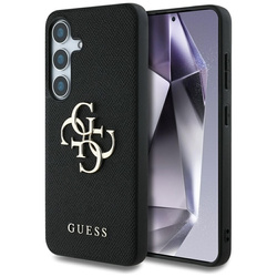 Guess Grained Big 4G Logo Small Classic Logo - Etui do Samsung Galaxy S25 (czarny) (GUHCS25SPGT4MBK)