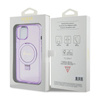 Guess Ring Stand Script Glitter MagSafe - Etui iPhone 15 Plus (fioletowy) (GUHMP15MHRSGSU)