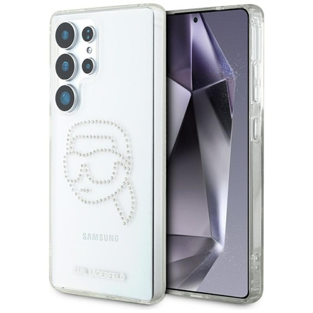 Karl Lagerfeld Rhinestones Karl Head Logo - Etui Samsung Galaxy S25 Ultra (przezroczysty) (KLHCS25LHKHDCELT)