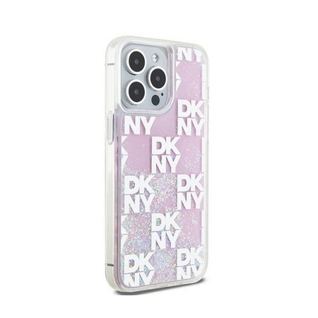 DKNY Liquid Glitter Multilogo - Etui iPhone 15 Pro Max (różowy) (DKHCP15XLCPEPP)