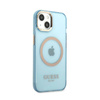 Guess Gold Outline Translucent MagSafe - Etui iPhone 13 (niebieski) (GUHMP13MHTCMB)