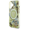 Guess Glitter Flowers Triangle Buttons MagSafe - Etui do iPhone 16 zielony (GUHMP16SHFLPEDN)