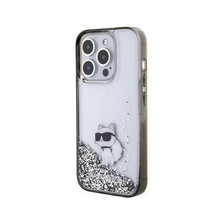Karl Lagerfeld Liquid Glitter Choupette - Etui iPhone 15 Pro (przezroczysty) (KLHCP15LLKCNSK)