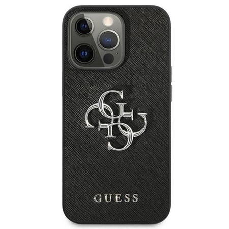 Guess Saffiano 4G Big Silver Logo - Etui iPhone 13 Pro (czarny) (GUHCP13LSA4GSBK)