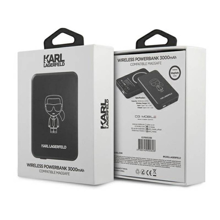 Karl Lagerfeld Outline Magnetic Powerbank – Powerbank Magsafe 3000 mAh (KLPBMSOIBK)