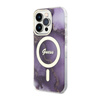 Guess Golden Marble MagSafe - Etui iPhone 14 Pro (Purpurowy) (GUHMP14LHTMRSU)