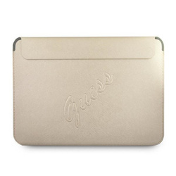 Guess Saffiano Script Computer Sleeve - Etui na notebooka 13" (złoty) (GUCS13PUSASLG)