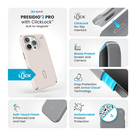 Speck Presidio2 Pro ClickLock & MagSafe - Etui iPhone 16 Pro (Bleached Bone / Heirloom Gold / Hazel Brown) (150700-3214)