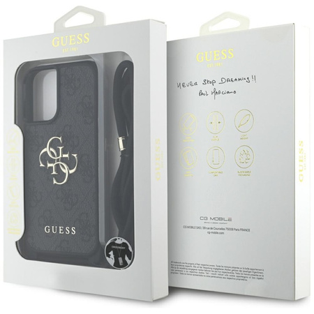 Guess 4G Big Logo Cord Strap Crossbody - Etui do iPhone 16 Plus (czarny) (GUHCP16MP4GMGCRK)