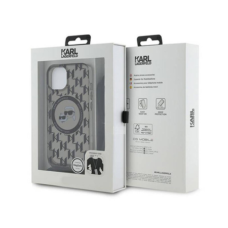 Karl Lagerfeld IML Crossbody Monogram Karl & Choupette Head MagSafe - Etui iPhone 15 / 14 / 13 (czarny) (KLHMP15SHCKCKLCK)