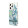 Guess Liquid Glitter Flower – Etui iPhone 13 Pro (niebieski/zielony) (GUHCP13LLFLSN)