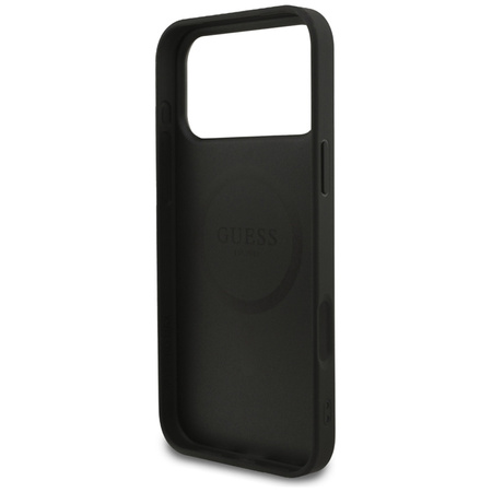 Guess Grained Ring MagSafe - Etui iPhone 17 Pro Max (czarny) (GUHMP17XPGHSMMK)