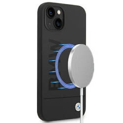 BMW Silicone Signature Logo Magsafe - Etui iPhone 14 Plus (czarny) (BMHMP14MSLBLBK)