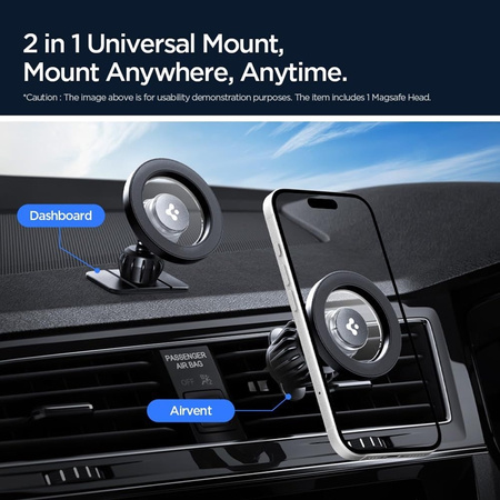 Spigen MFT13 Magnetic Dashboard & Vent Car Mount - Magnetyczny uchwyt samochodowy MagSafe (Srebrny) (ACP08314)