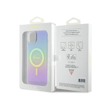 Guess IML Iridescent MagSafe - Etui iPhone 15 (fioletowy) (GUHMP15SHITSU)