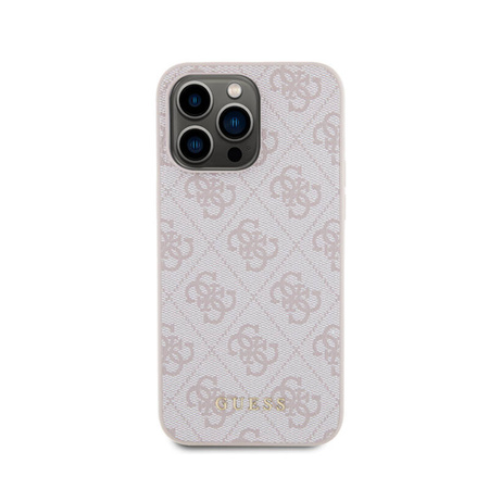 Guess 4G Metal Gold Logo - Etui iPhone 15 Pro Max (różowy) (GUHCP15XG4GFPI)