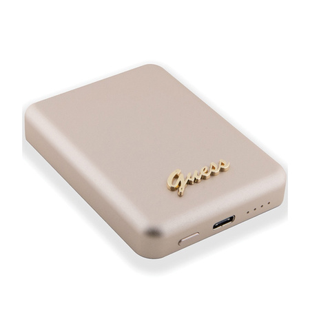 Guess Metal Script Logo MagSafe - Power Bank indukcyjny 3000 mAh 5W MagSafe (złoty) (GUPBM3ALGSGD)