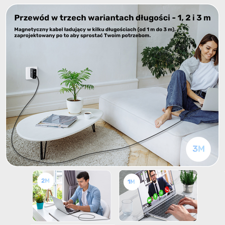 Unitek Kabel zasilający USB-C - MagSafe 3 140W 1 m  - czarny (C14121BK-1M)